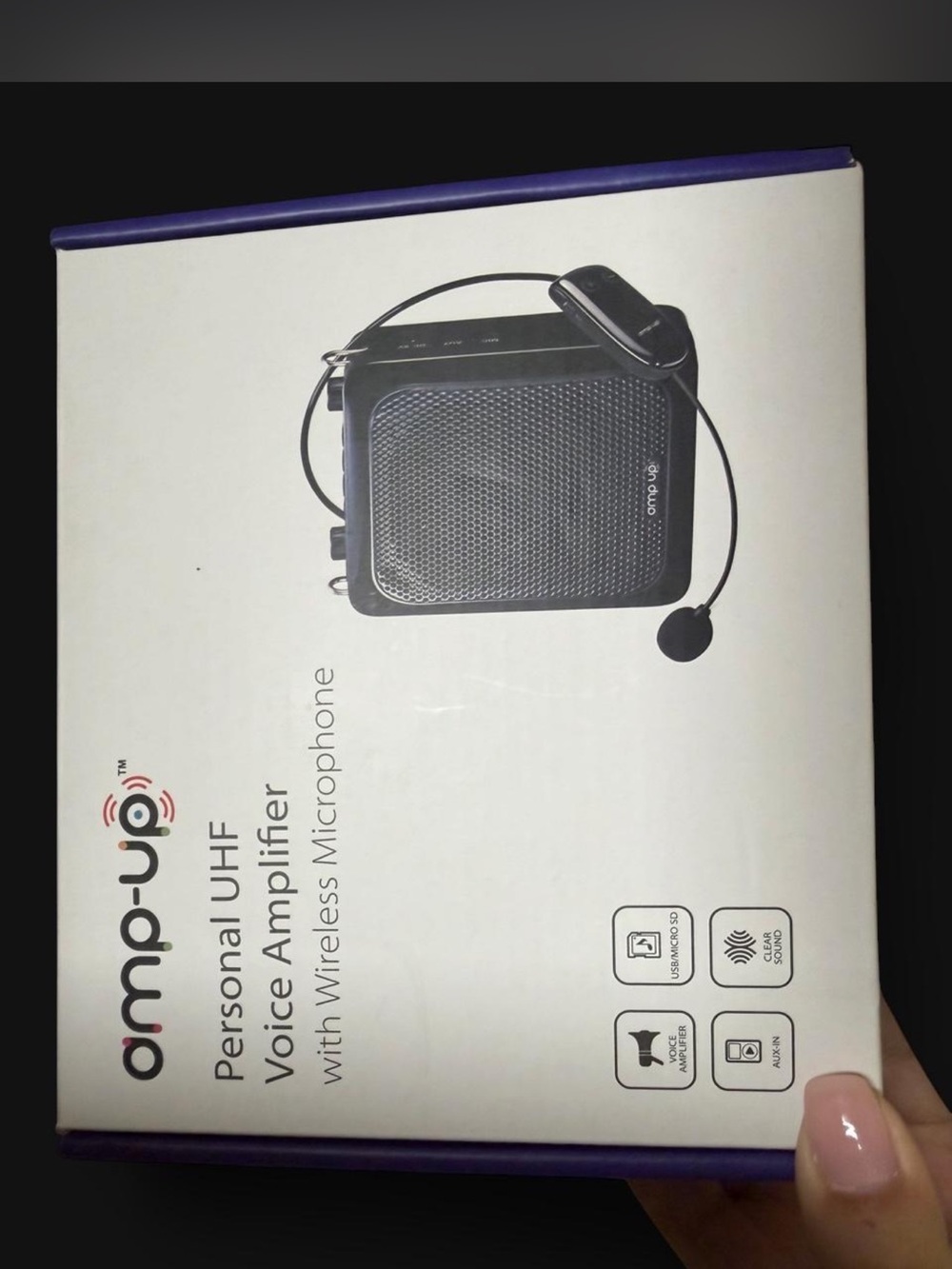 Personal UHF Voice Amplifier with Wireless Microphone - Black